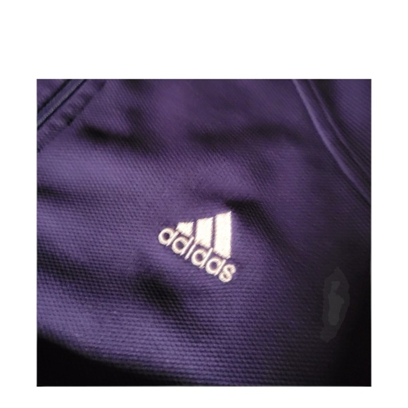 Adidas Hooded Track Jacket Large | Plum Purple 3 Stripe Zip Athletic Hoodie - Picture 3 of 5